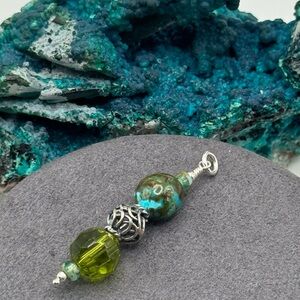 🩵REFINED Handcrafted Turquoise Czech Glass Bali Sterling Pendant🩵